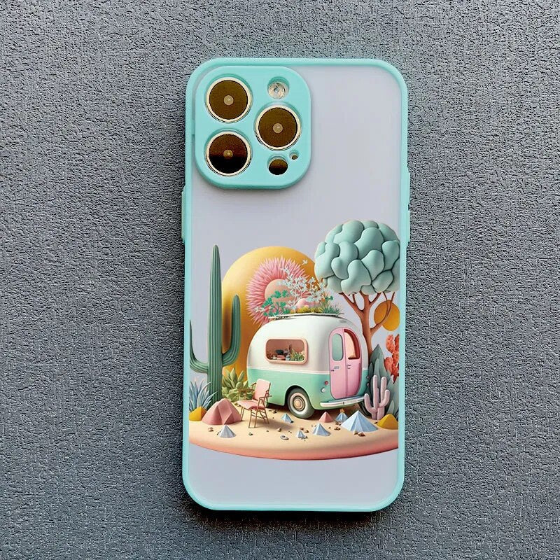 Telefoonhoesje met 3D Landschap Effect voor iPhone 14 15 16 17 Zachte Siliconen Beschermhoes Telefoonaccessoire