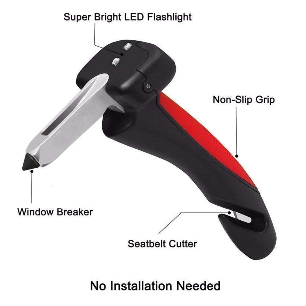 Multifunctionele Auto Noodhamer met LED Zaklamp Veiligheidstool Gordelsnijder Steungreep Raambreker Veiligheid