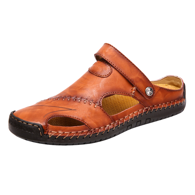 Orthopedische Heren Lederen Sandalen - Comfortabel Zomerse Slippers met Antislip Zool Casual Pantoffels