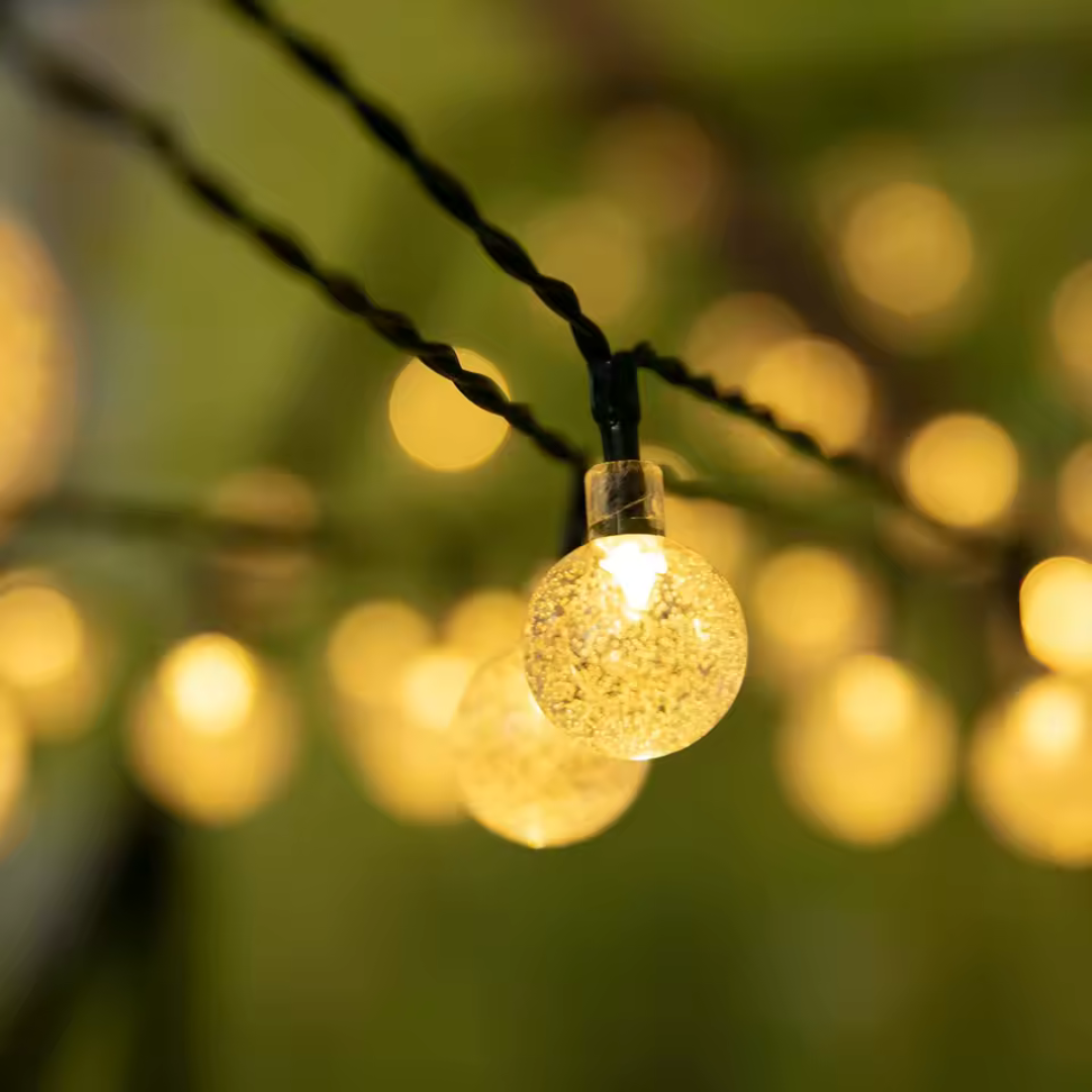 Solar LED Lichtsnoer Outdoor Warmwit Kristalbol 6.5m-22m Waterdicht IP65 Tuinverlichting Feestverlichting Terras