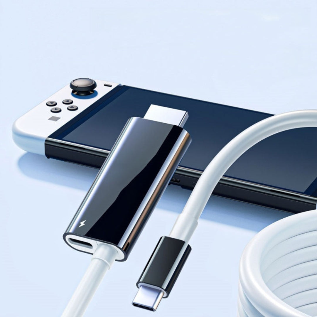 USB-C naar HDMI Adapter Kabel 2 Meter met Oplaadpoort voor Gaming Console Tablet Smartphone en Laptop