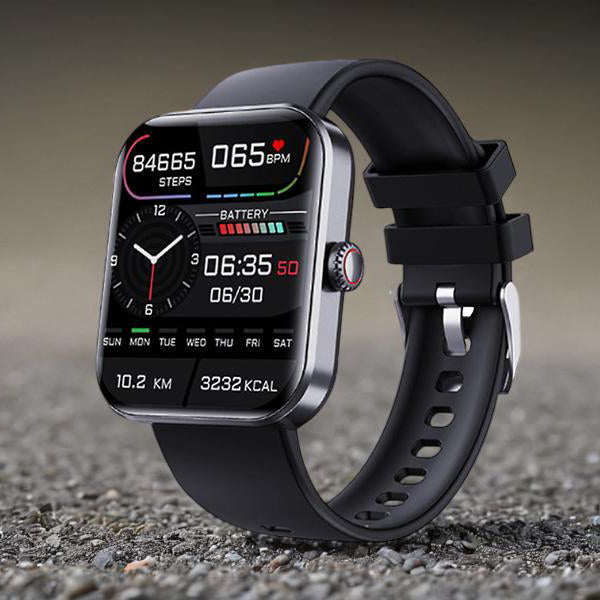 Smartwatch met Gezondheidsfuncties Zwart Siliconen Sporthorloge