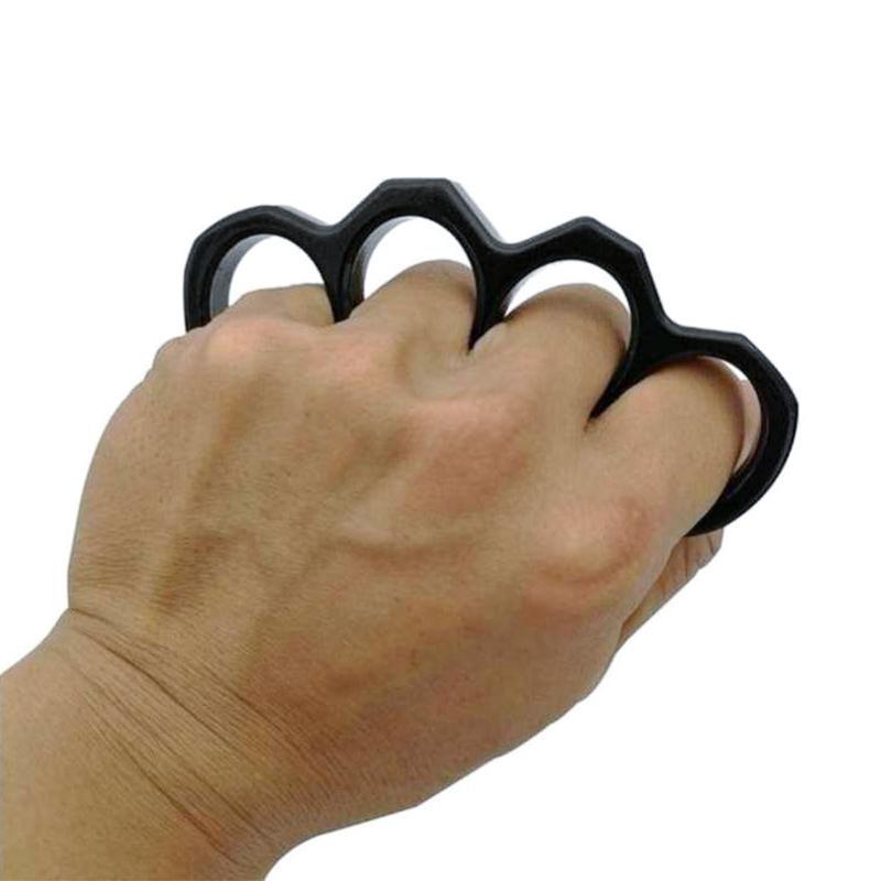 Compacte Zelfverdedigingsring van Metaal voor Noodsituaties Persoonlijke Veiligheid Zwart Zilver Vuistwapen