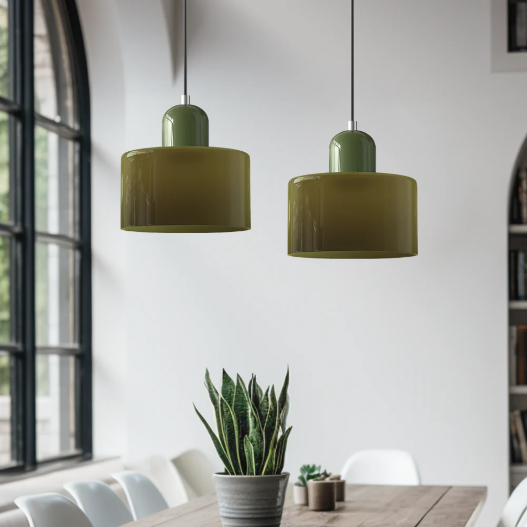 Lismeno Retro Hanglamp Glas 15cm Groen Oranje Eettafel Keuken Vintage Verlichting Compact