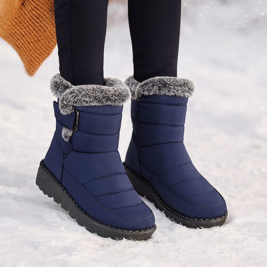 Waterdichte Dames Winterlaarzen met Klittenband Warme Gevoerde Antislip Snowboots Comfortabel Winterschoeisel