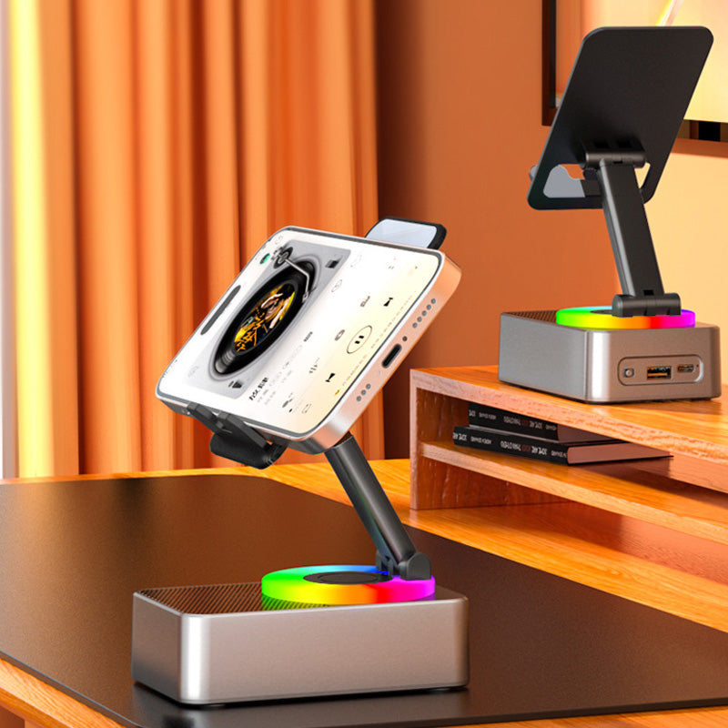 Multifunctionele Telefoonhouder met Bluetooth Speaker Draadloos Geluid 360° Draaibaar Verstelbaar Smartphone