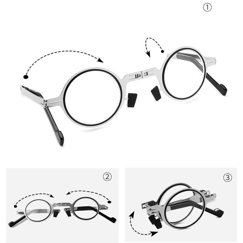 Vouwbare Leesbril met Blauwlichtfilter Titanium Rond en Vierkant Ultralicht Compact 19g Oogbescherming