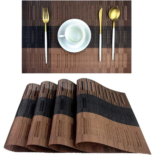 Premium Placemat Set van 4 Stuks | Geweven PVC Tafelmat met Hittebestendige en Waterafstotende Eigenschappen | Onderhoudsvriendelijk en Wasbaar