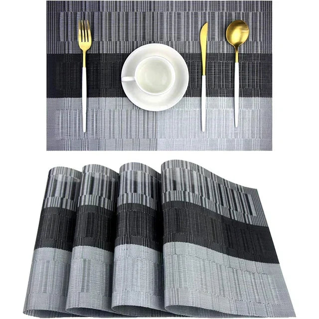 Premium Placemat Set van 4 Stuks | Geweven PVC Tafelmat met Hittebestendige en Waterafstotende Eigenschappen | Onderhoudsvriendelijk en Wasbaar