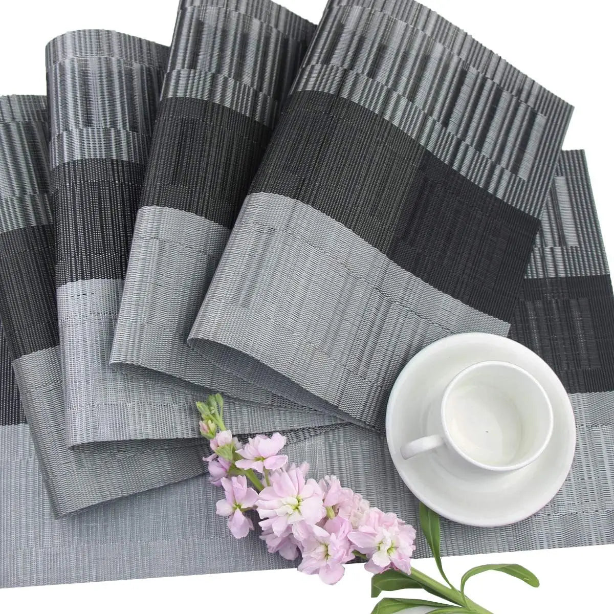 Premium Placemat Set van 4 Stuks | Geweven PVC Tafelmat met Hittebestendige en Waterafstotende Eigenschappen | Onderhoudsvriendelijk en Wasbaar