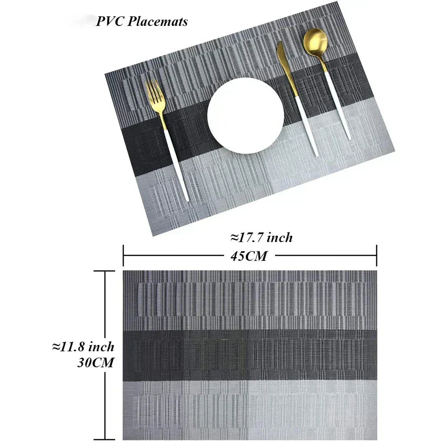 Premium Placemat Set van 4 Stuks | Geweven PVC Tafelmat met Hittebestendige en Waterafstotende Eigenschappen | Onderhoudsvriendelijk en Wasbaar