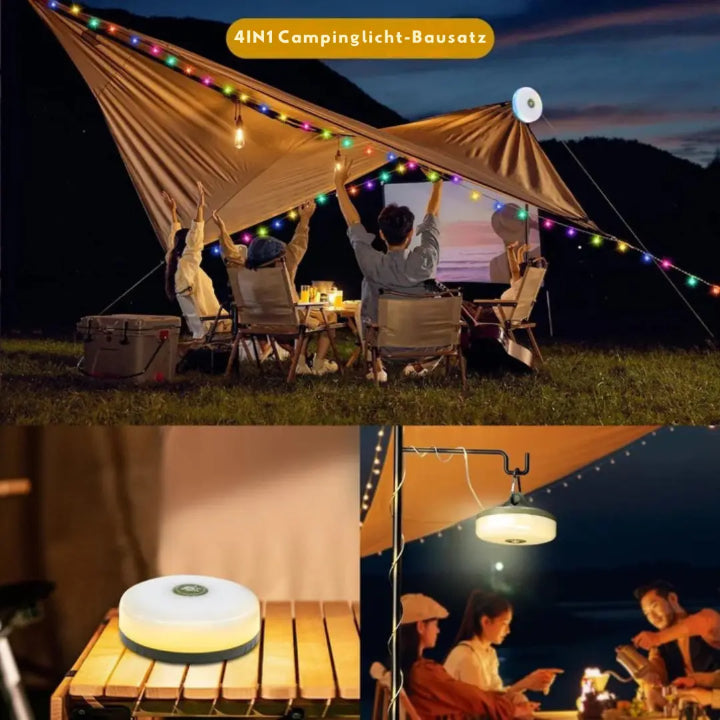 4-in-1 Campinglamp LED RGB Lichtslinger 10m 2000mAh Powerbank IPX4 Tentlamp Zaklamp Buitenlamp Festival Tuin Oplaadbaar