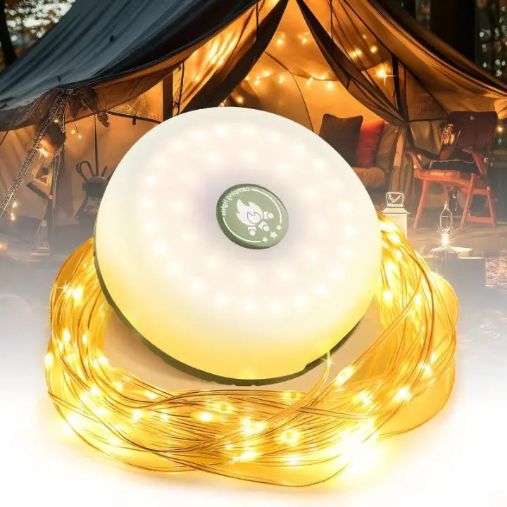 4-in-1 Multifunctionele Campinglamp USB Oplaadbaar met RGB Lichtslinger en Powerbank Functie Magnetisch
