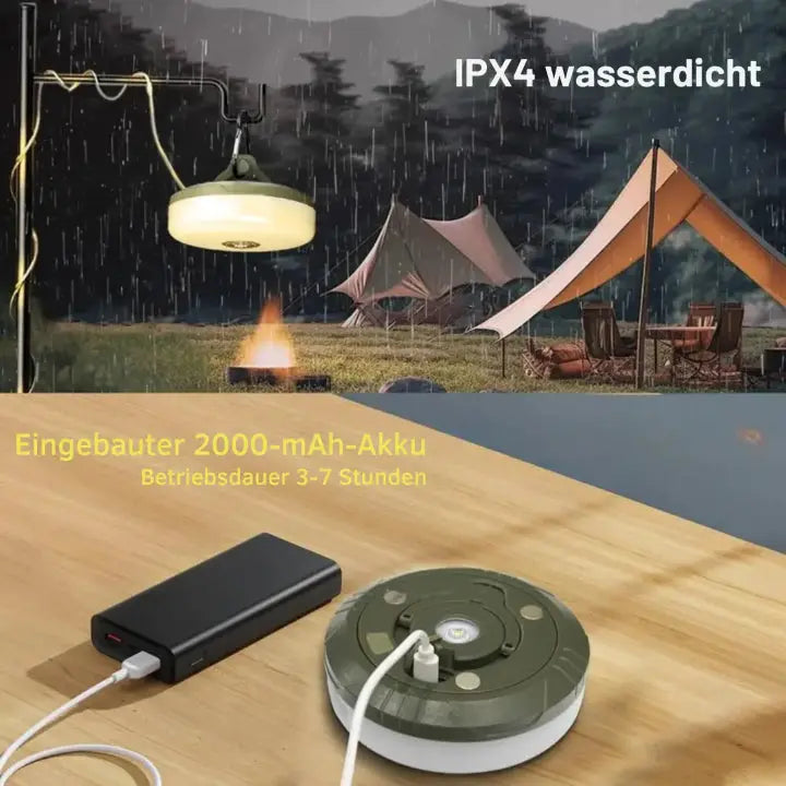 4-in-1 Multifunctionele Campinglamp USB Oplaadbaar met RGB Lichtslinger en Powerbank Functie Magnetisch