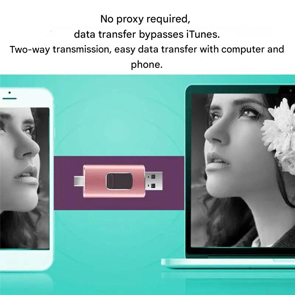 USB-Stick 4-in-1 Universeel 16GB-1TB Metaal Lightning USB-C Micro-USB Compatibel Android iOS Windows macOS