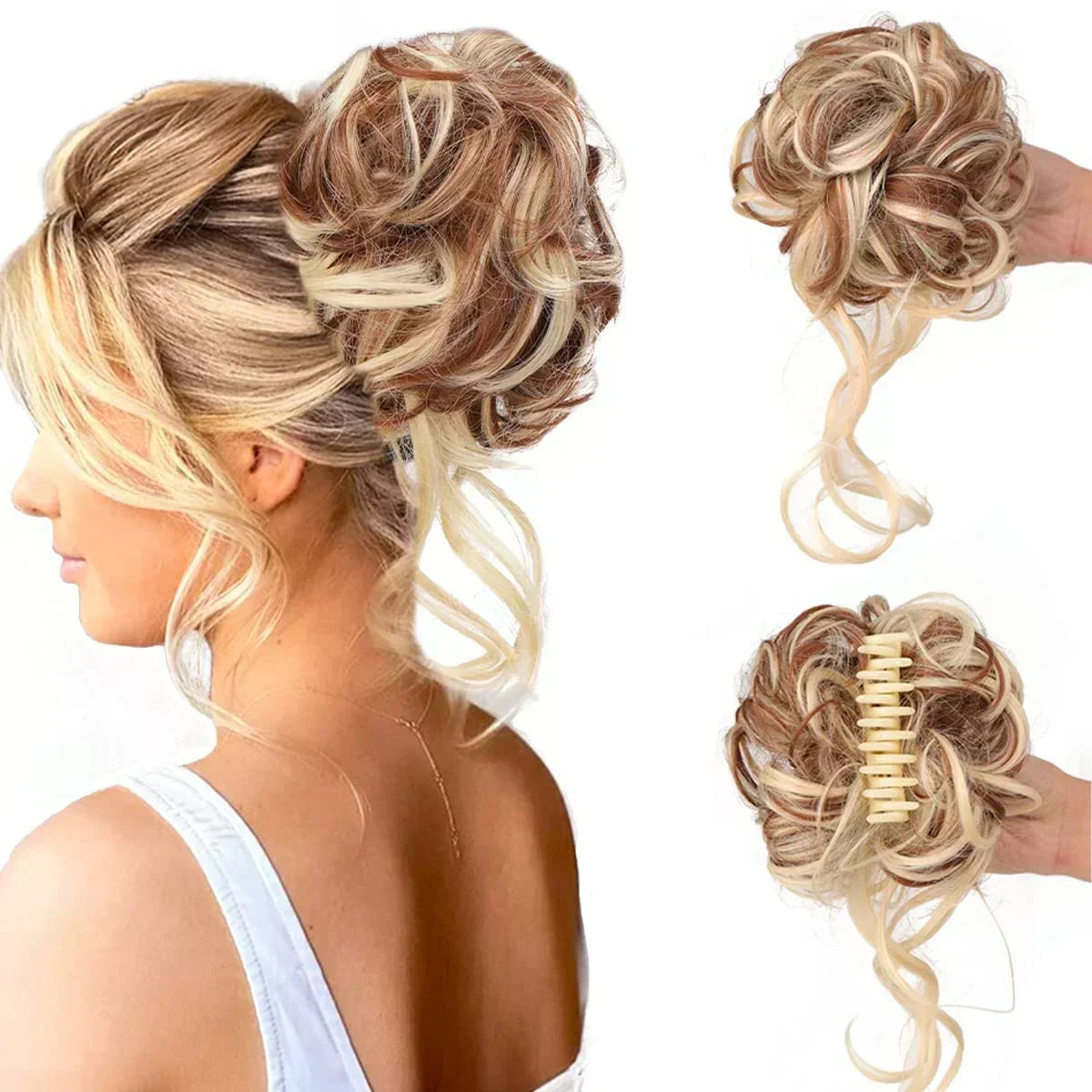 Haarknot met Krullen - Synthetisch Haar - Clip-On Knot - Volumineus - Verschillende Kleuren