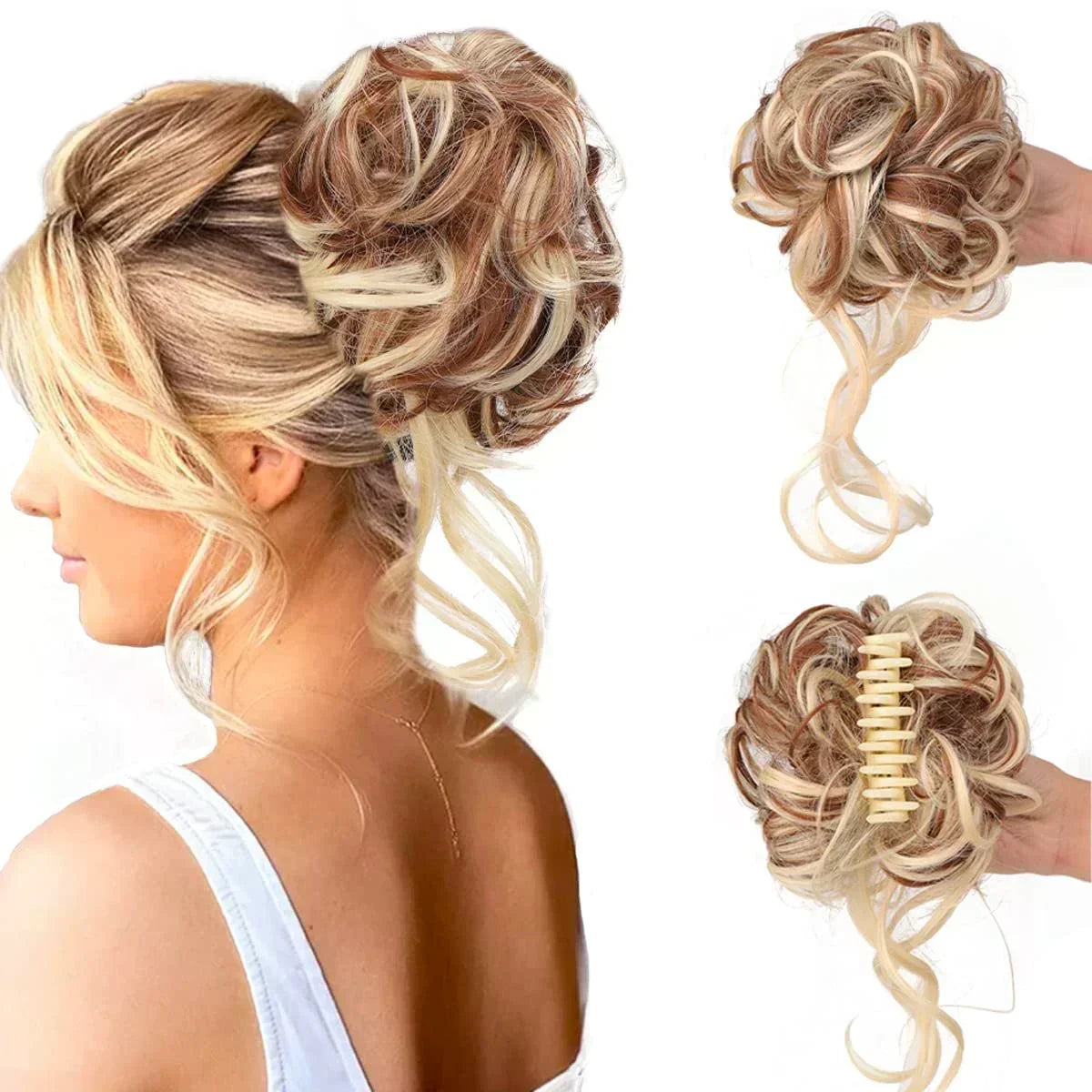 Clip-In Hair Bun met Krullen - Vollere Knot in Seconden zonder Styling