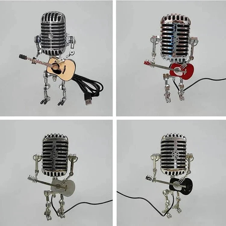 Robotlamp met Microfoon en Gitaar Metaal Vintage Tafellamp Zwart Wit Rood Geel Verstelbaar Muzikant Design