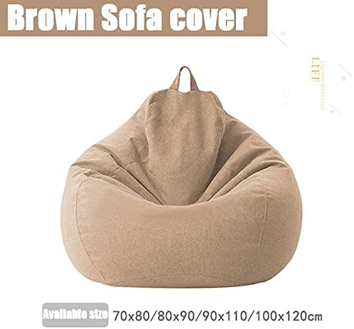 Afneembare Zitzakhoes XL Linnen-Look Wasbaar Lounge Relaxhoes Ergonomisch Comfort Vulbaar Zitzak Overtrek