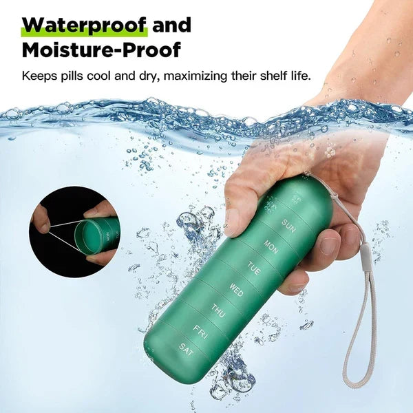 Pillendoos Aluminium 7 Dagen Weekbox Reis Medicijnen Organizer Waterdicht Draaivak Supplement Pillendispenser