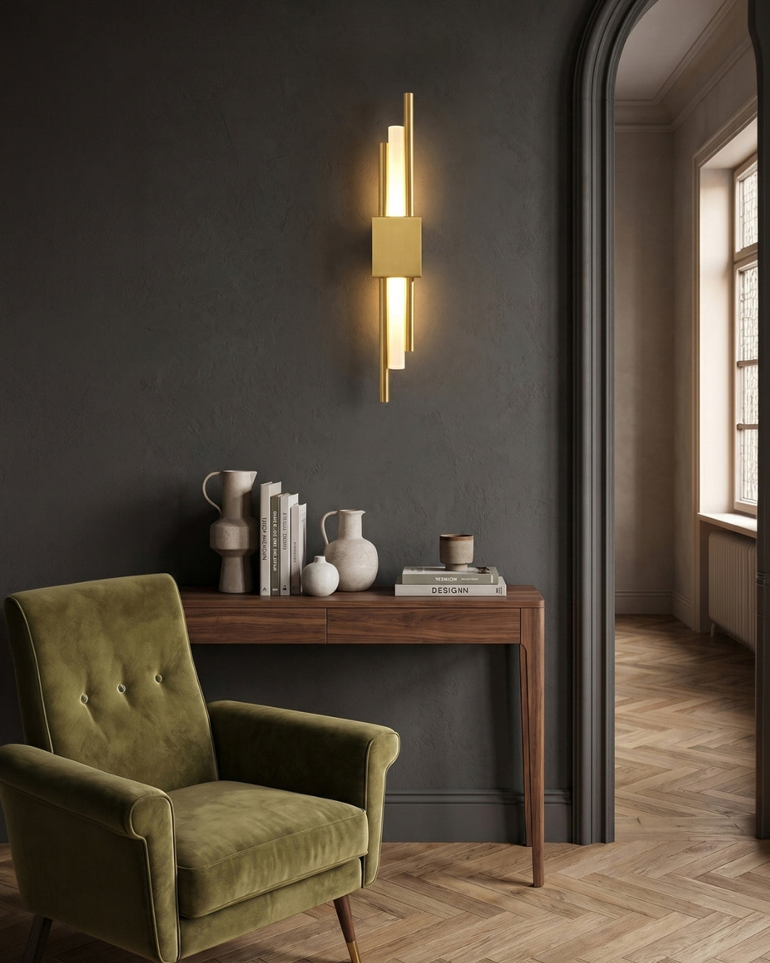 Scandinavische Minimalistische Wandlamp - Modern Verticaal Design met Gerichte LED-Verlichting - Zwart Goud