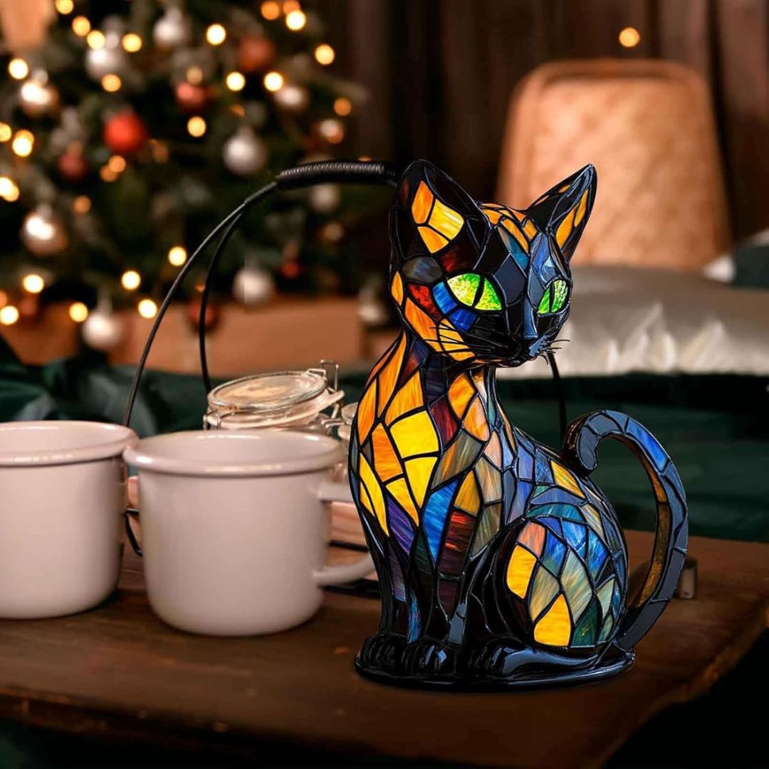 Handgemaakte Katten Tafellamp met Warm Licht - Decoratieve Kattenlamp voor Woonkamer Slaapkamer Nachtkastje - Scandinavisch Geïnspireerd Design
