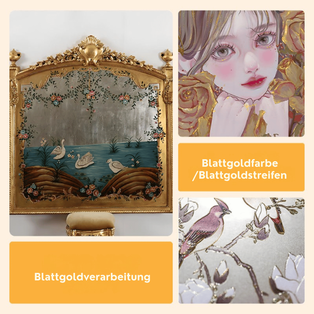 Metallic Bladverf met Penseel - Premium Goud en Zilver Metaaleffect voor Creatieve Projecten - Waterbasis Decoratieverf 200g