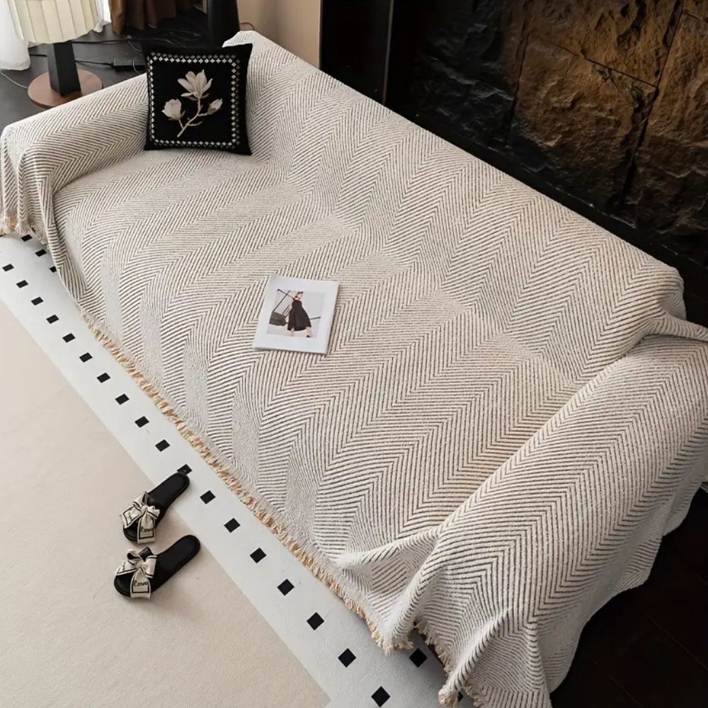 Geweven Bankhoes met Herringbone Patroon - Beschermende Plaid voor Bank & Fauteuil