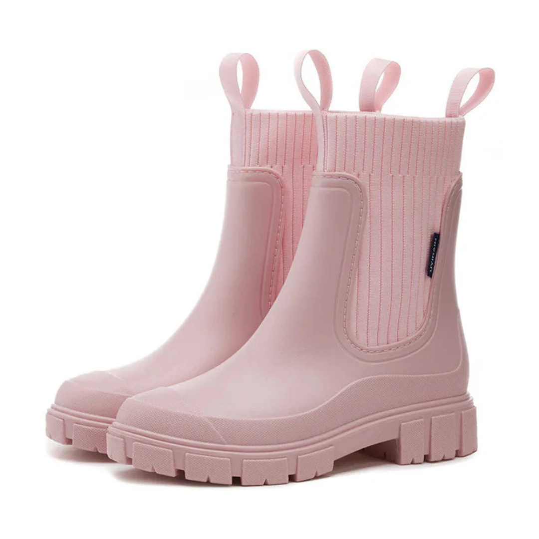 Waterdichte Chelsea Regenlaarzen Dames Antislip Zool Flexibel PVC Slip-On Enkelhoog Comfortabel Herfst Winter