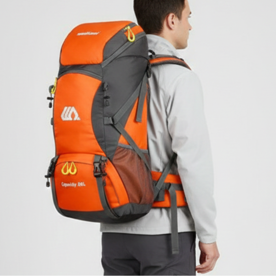 Outdoor Rugzak 50L met Schoenenvak Ademend Rugpaneel Verstelbare Heupgordel Waterdicht Trekking Backpack