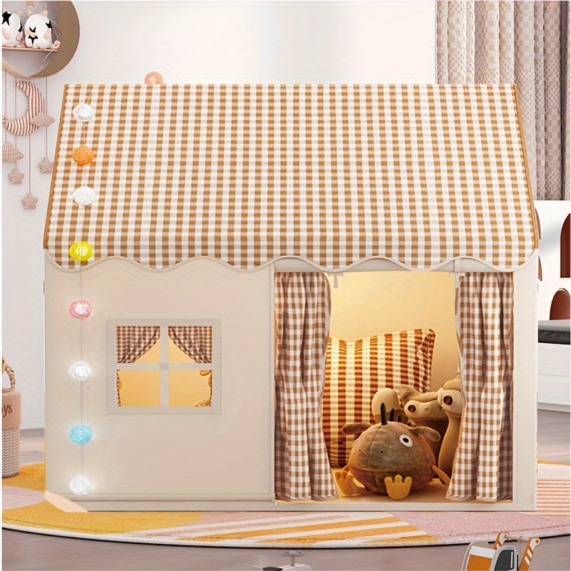 Binnenspeelhuis polyester pvc beige kinderkamer speelkamer opvouwbaar fantasy tent