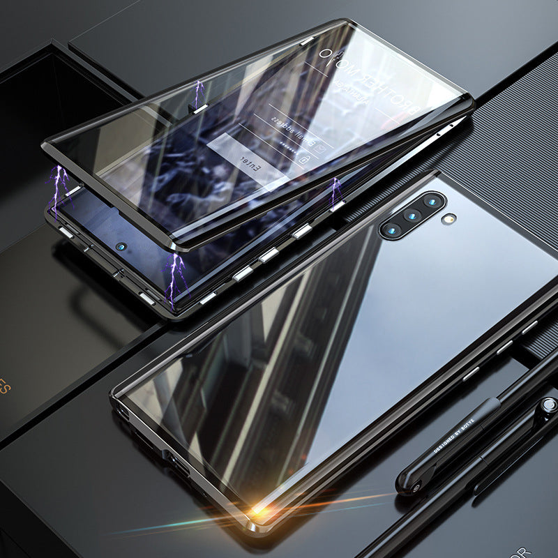 Magnetische Telefoonhoes Gehard Glas Dubbelzijdig voor Samsung | Volledige Bescherming Metalen Frame