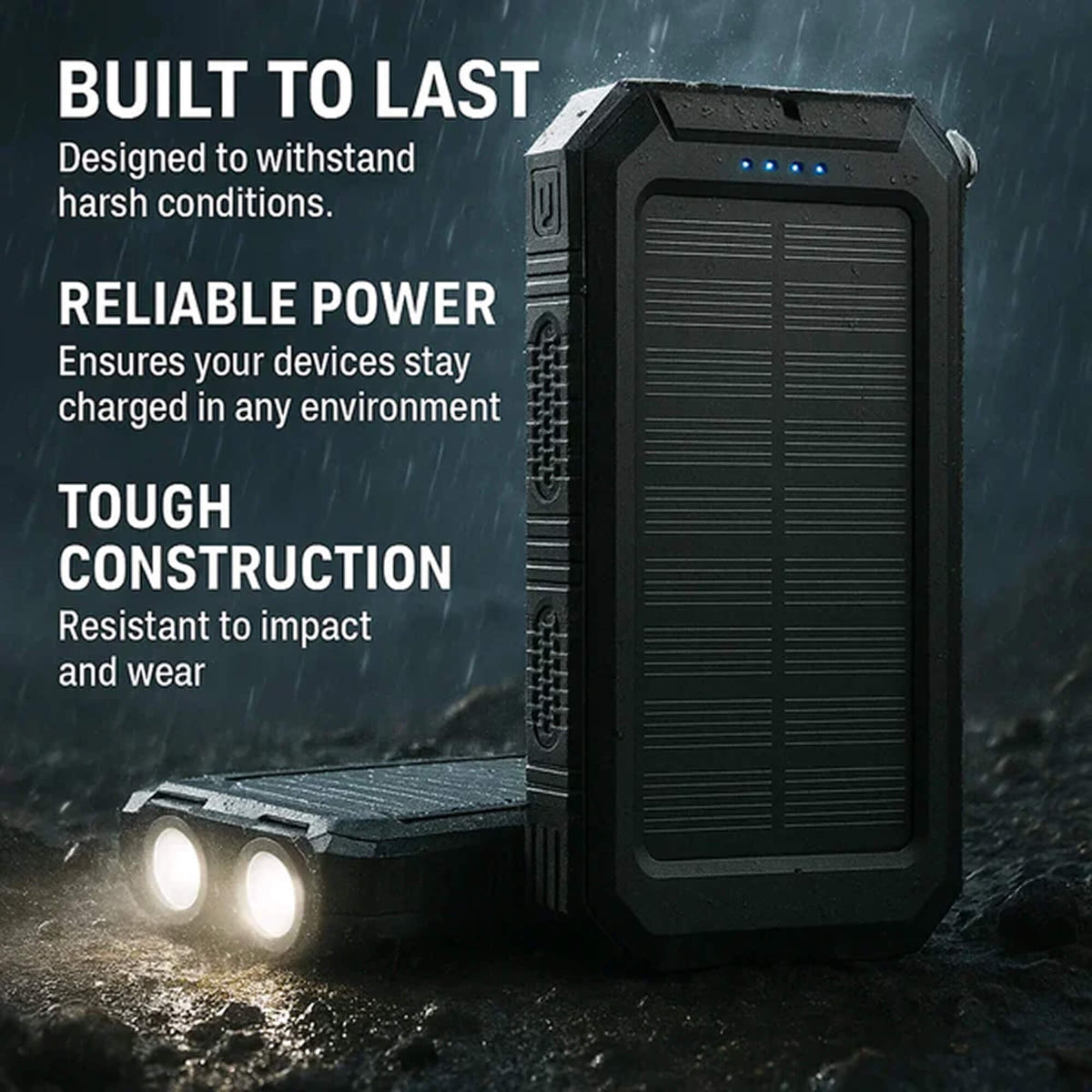 Solar Powerbank 500000mAh Waterdicht Externe Accu met Dual USB en LED Zaklamp voor Camping en Noodgevallen