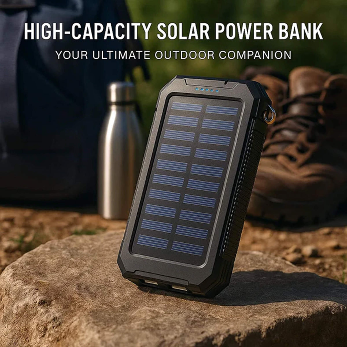Solar Powerbank 500000mAh Waterdicht Externe Accu met Dual USB en LED Zaklamp voor Camping en Noodgevallen