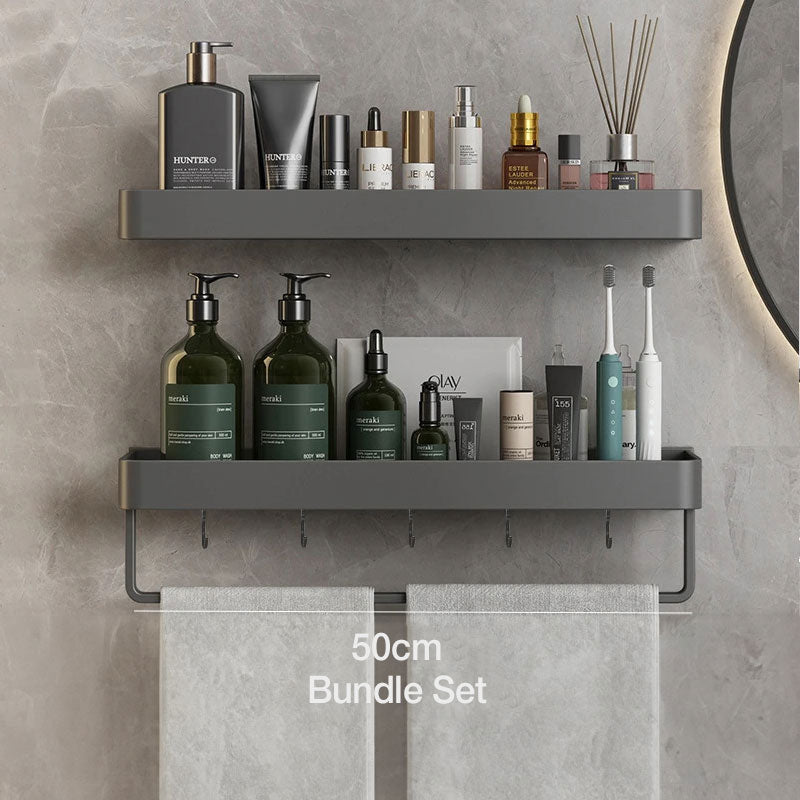 Wandrek Badkamer Metaal 30cm Grijs Wandplank Douche Shampoo Rek Opbergplank Muurrek Badkamer Accessoires Organizer