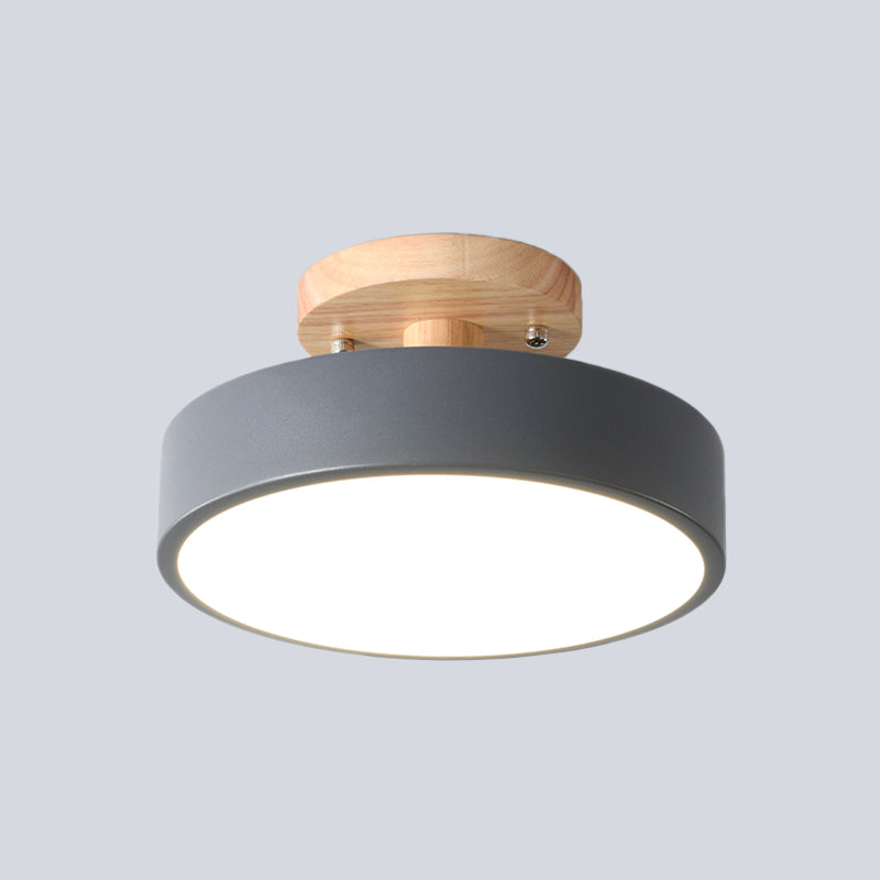 Trommel Plafondlamp LED Hout Scandinavisch Design Gang Hal Slaapkamer Woonkamer Modern Verlichtingsarmatuur