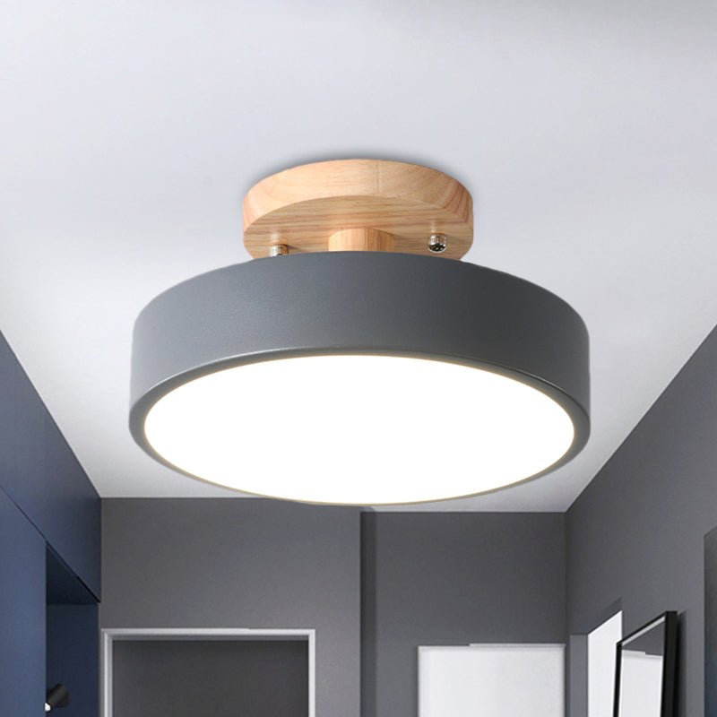 Trommel Plafondlamp LED Hout Scandinavisch Design Gang Hal Slaapkamer Woonkamer Modern Verlichtingsarmatuur