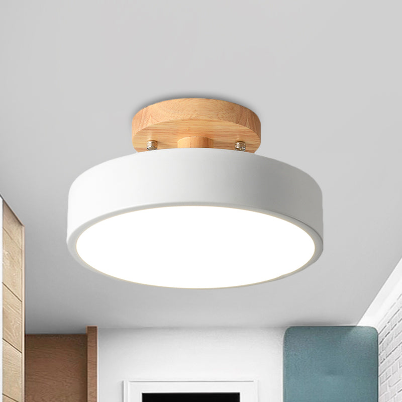 Trommel Plafondlamp LED Hout Scandinavisch Design Gang Hal Slaapkamer Woonkamer Modern Verlichtingsarmatuur