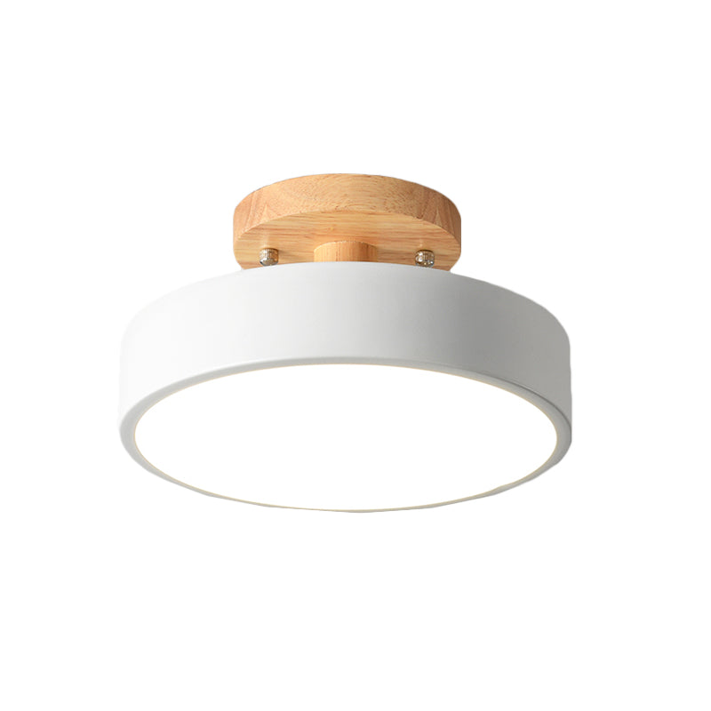 Trommel Plafondlamp LED Hout Scandinavisch Design Gang Hal Slaapkamer Woonkamer Modern Verlichtingsarmatuur
