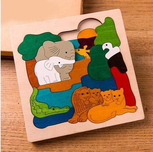 Houten Dierenpuzzel Meerdere Lagen Ontwikkelingsspeelgoed Kleuren Vormen Herkenning Peuters Kinderen