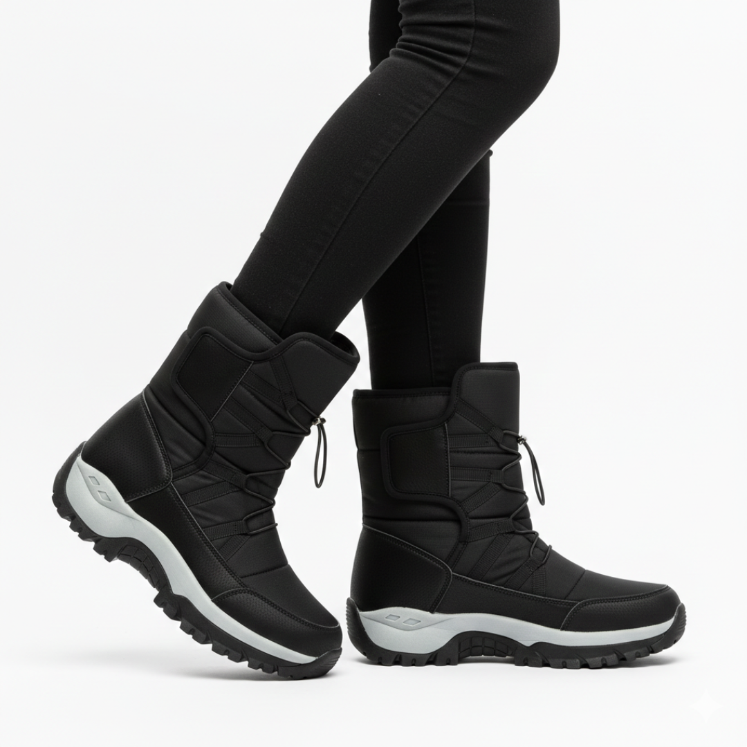 Waterdichte Winterlaarzen Dames met Warme Voering Klittenband Antislip Zool Knöchelhoog Snowboots Outdoorschoenen