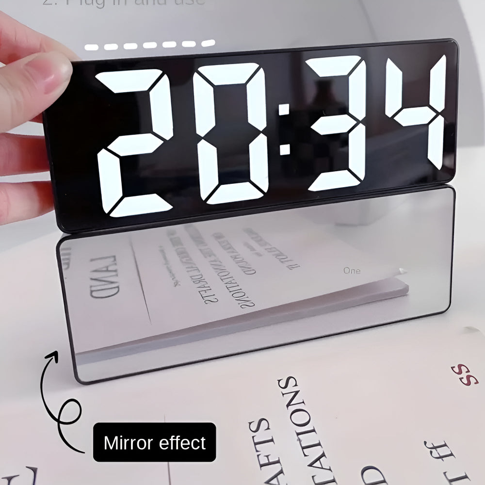 Digitale LED Spiegelwekker met Datum en Temperatuur - Minimalistisch Design voor Slaapkamer en Bureau