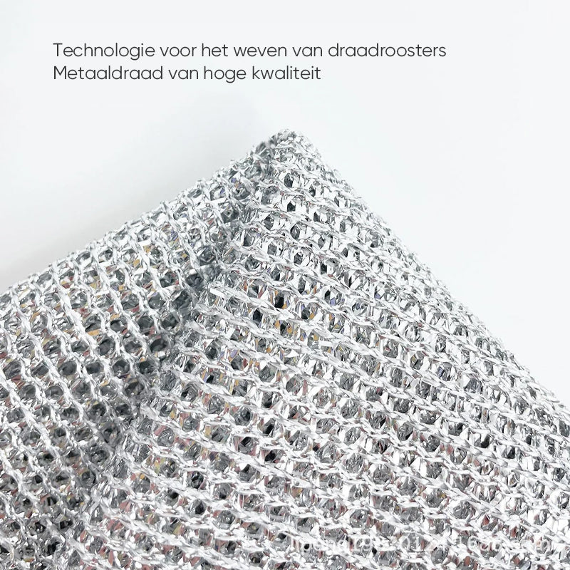 Draadafwasdoek Metaal - Krasvrij Schoonmaken van Pannen, Fornuis & Servies | Herbruikbaar & Duurzaam