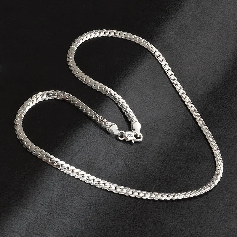 Elegante Sterling Zilveren Schakelketting 925 - Minimalistisch Sieraad voor Dagelijks Gebruik en Feestelijke Gelegenheden