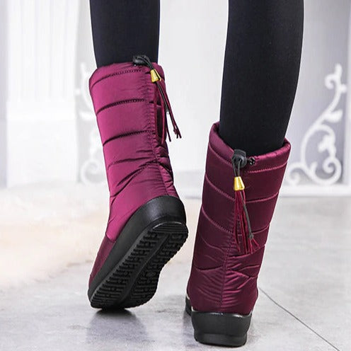 Gevoerde Waterdichte Winterlaarzen Dames met Antislipzool - Warme Polyester Snowboots voor Brede Voeten