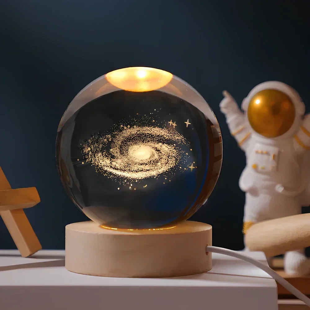 Kristallen Bol Lamp met Gekleurde LED Verlichting | Decoratieve Sfeerverlichting voor Woonkamer en Slaapkamer