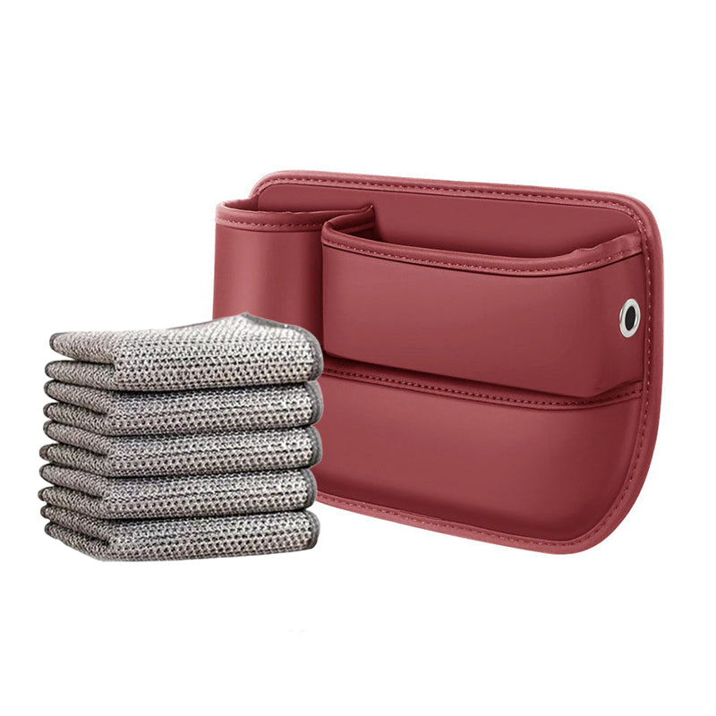 Autostoel Organizer Leer - Opbergvak voor Tussen Stoelen - Zwart Beige Rood Bruin - Met Oplaadpoort en Bekerhouder