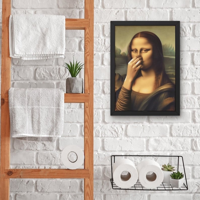 Canvas Wanddecoratie Badkamer 30x40 cm Vochtbestendig Humoristisch Kunstwerk Toilet Wandbord Ophangsysteem