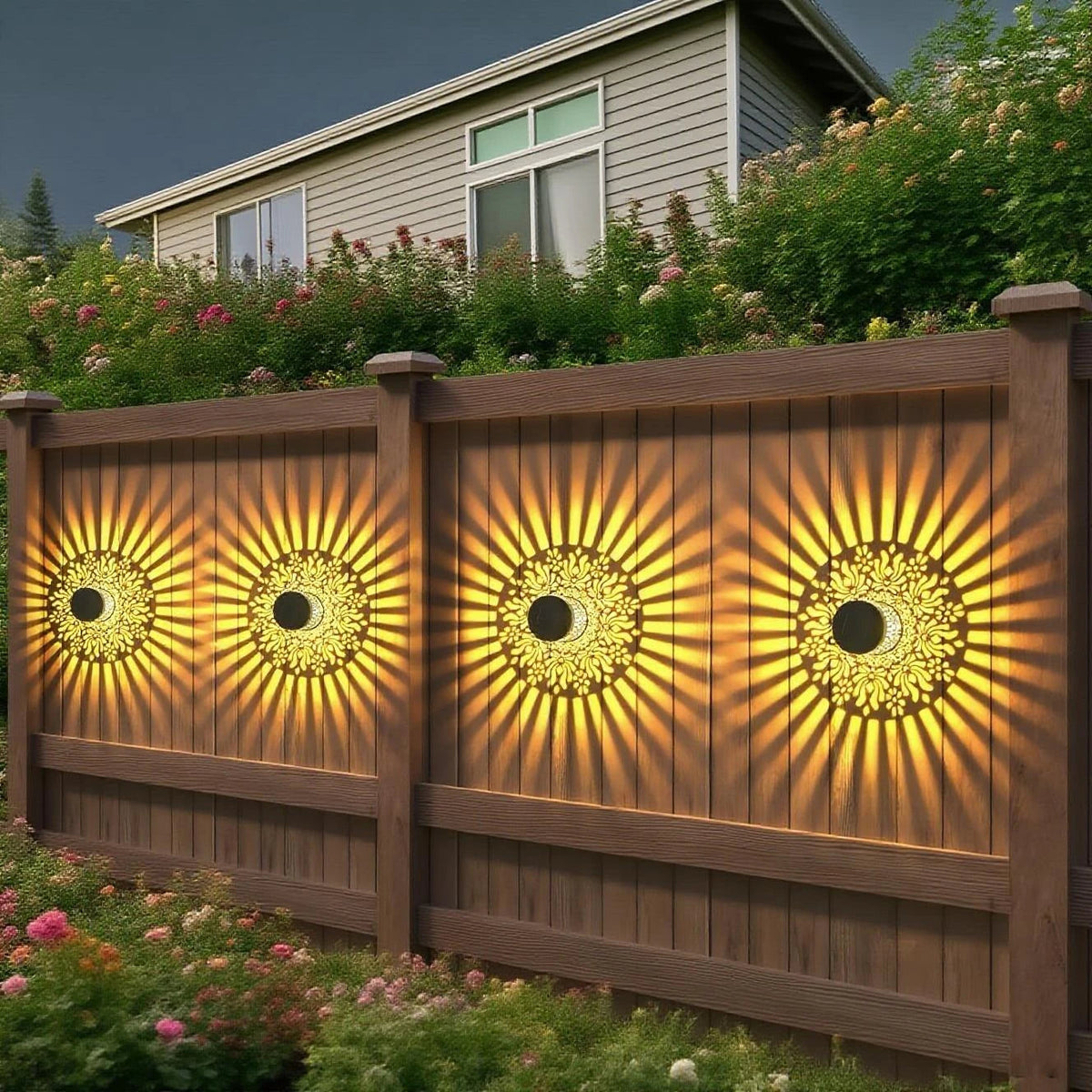 Solarwandlamp Set Pioenroos Schaduwspel Tuinverlichting Ijzeren Wanddecoratie Buitenlamp Draadloos Zelfklevend - 2 Stuks