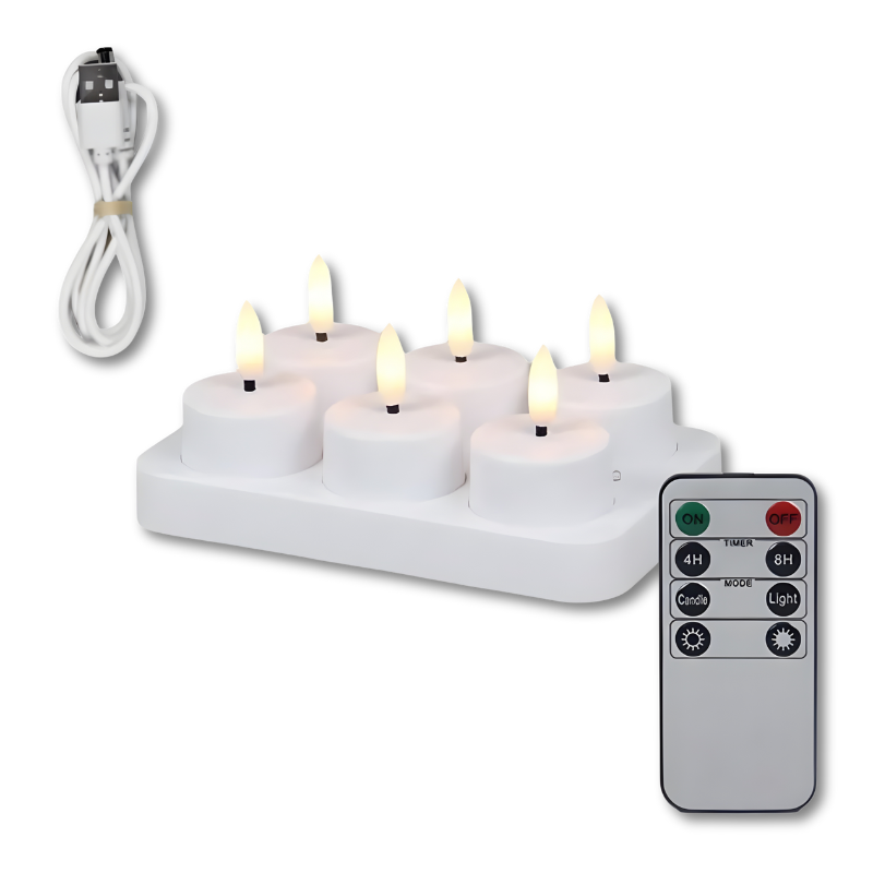 Oplaadbare LED Kaarsen met Afstandsbediening & Timer - Flikkerend Licht